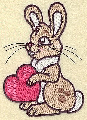 Embroidery Design: Bunny holding heart large<br> 3.39w X 4.74h