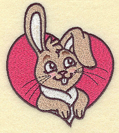 Embroidery Design: Bunny head in heart<br> 3.16w X 3.62h