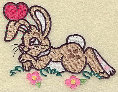 Embroidery Design: Bunny laying in grass large<br> 4.95w X 3.80h