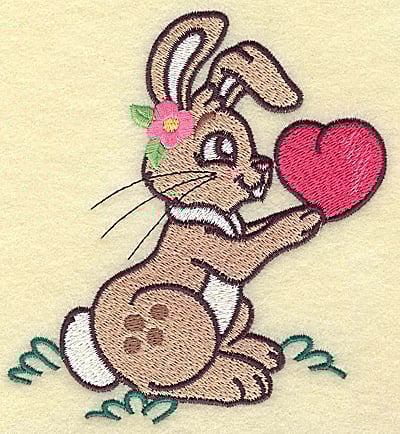 Embroidery Design: Bunny with heart large<br> 4.62w X 4.95h