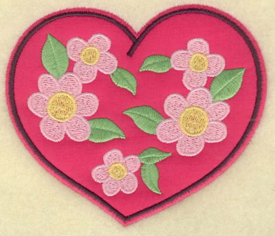 Embroidery Design: Floral applique heart<br> 4.41w X 3.70h