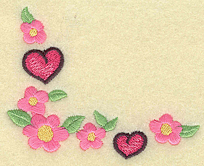 Embroidery Design: Floral hearts corner<br> 3.51w X 2.84h