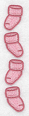 Embroidery Design: Four baby girl booties vertical<br> 0.88w X 4.76h