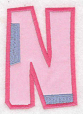 Embroidery Design: N applique large<br> 2.54w X 3.65h