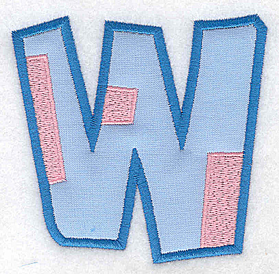 Embroidery Design: W applique large<br> 3.76w X 3.67h
