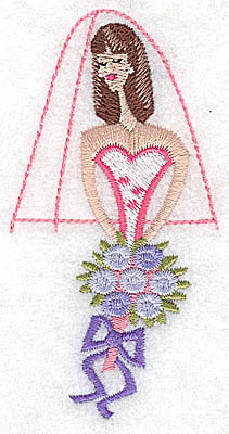 Embroidery Design: Bride with bouquet<br> 1.96w X 3.84h