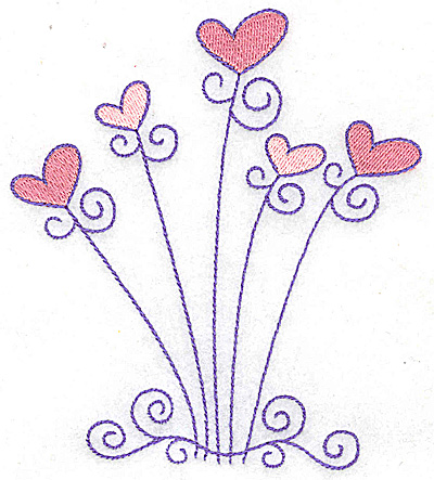 Embroidery Design: Hearts and swirls large<br> 4.38w X 4.95h