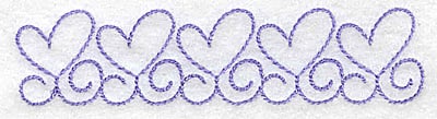 Embroidery Design: Heart outlines in a row<br> 3.89w X 0.92h