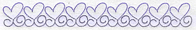 Embroidery Design: Heart outlines in a row long<br> 6.96w X 0.92h