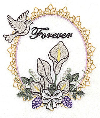 Embroidery Design: Forever Wedding design large with text <br> 4.16w X 4.94h