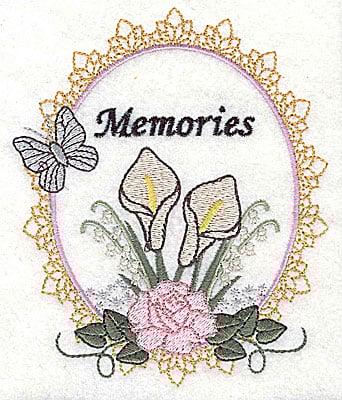 Embroidery Design: Memories Wedding design large with text<br> 4.13w X 4.97h
