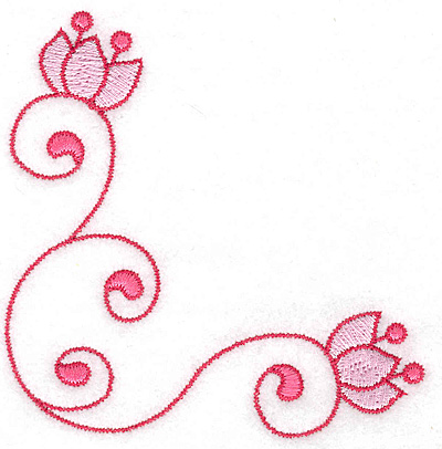 Embroidery Design: Floral corner swirl<br>3.90w X 3.89h