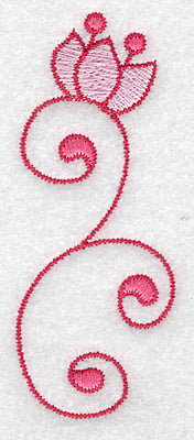 Embroidery Design: Vertical floral swirl<br> 1.43w X 3.69h