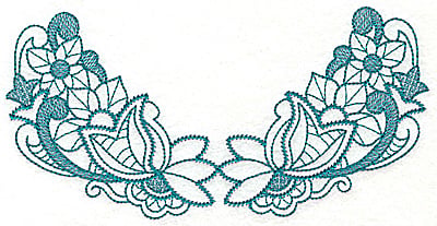 Embroidery Design: Floral leaves and swirls large<br> 6.94w X 3.45h