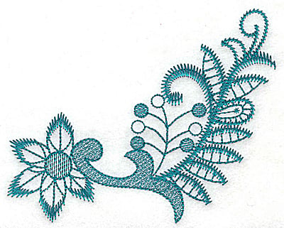 Embroidery Design: Stylized flower and leaves large<br> 4.94w X 4.00h | Embroidery Legacy Embroidery Design: Stylized flower and leaves large<br> 4.94w X 4.00h