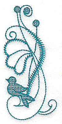 Embroidery Design: Flower and bird<br> 1.62w X 3.54h