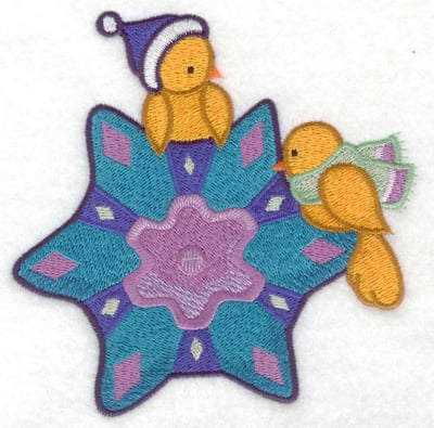 Embroidery Design: Birds on snowflake large<br> 4.96w X 4.91h