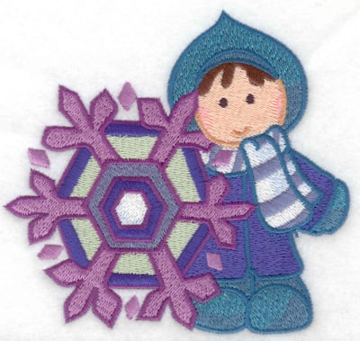 Embroidery Design: Child with snowflake large<br> 4.94w X 4.62h