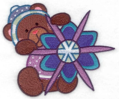 Embroidery Design: Teddy Bear with snowflake large<br> 4.86w X 4.15h