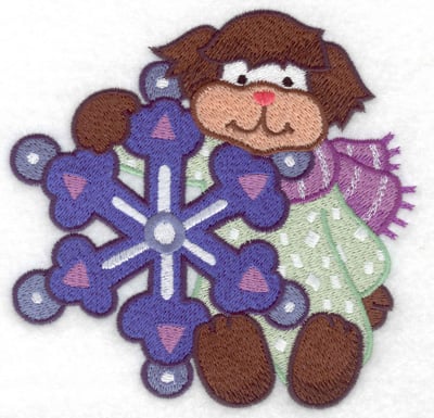 Embroidery Design: Dog with snowflake large<br> 4.94w X 4.86h