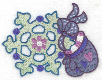 Embroidery Design: Mittens and snowflake large<br> 4.96w X 3.93h