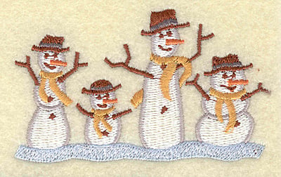 Embroidery Design: Snowmen in a row<br> 3.47w X 2.09h