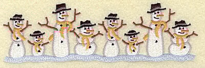Embroidery Design: Snowmen border<br> 6.77w X 2.10h | Embroidery Legacy Embroidery Design: Snowmen border<br> 6.77w X 2.10h
