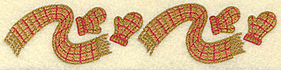 Embroidery Design: Scarf and mittens pair A<br> 6.88w X 1.52h