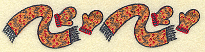 Embroidery Design: Scarf and mittens pair B<br>6.88w X 1.52h