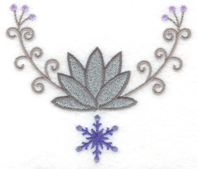 Embroidery Design: Swirl design with snowflake<br> 3.87w X 3.27h