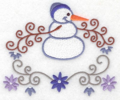 Embroidery Design: Snowman 7 large with flowers<br> 4.99w X 4.13h