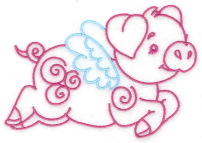 Embroidery Design: Flying pig large<br> 4.93w X 3.55h