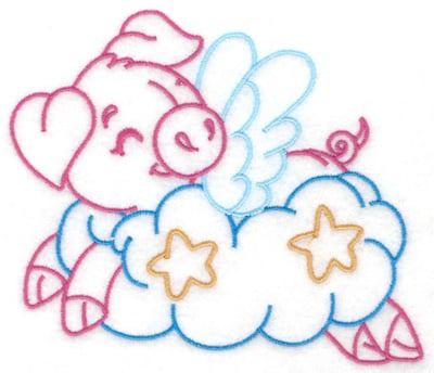 Embroidery Design: Pig in a cloud large<br> 4.96w X 4.32h
