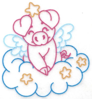Embroidery Design: Piggy on a cloud large<br> 4.58w X 4.95h