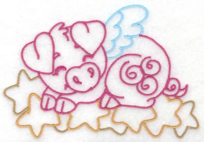 Embroidery Design: Flying pig on stars large<br> 4.94w X 3.41h