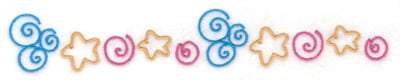 Embroidery Design: Stars and swirls border<br> 6.39w X 1.02h