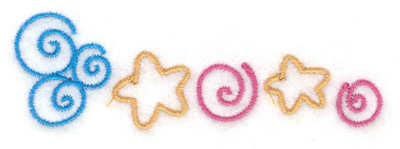 Embroidery Design: Stars and swirls   <br> 3.20w X 1.02h