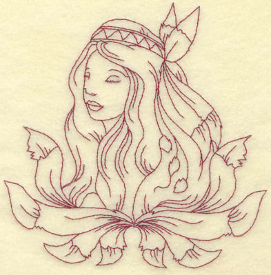 Embroidery Design: Indian princess large<br> 6.11w X 6.24h