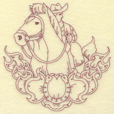 Embroidery Design: Horse and rider large<br> 8.76w X 8.82h