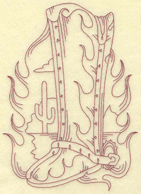 Embroidery Design: Boot and spur large<br> 6.20w X 8.57h