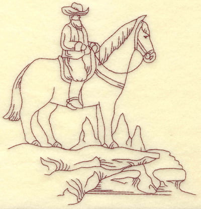 Embroidery Design: Cowboy on horse large<br> 6.11w X 6.35h