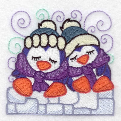 Embroidery Design: Two penguins sleeping small<br> 3.86w X 3.82h