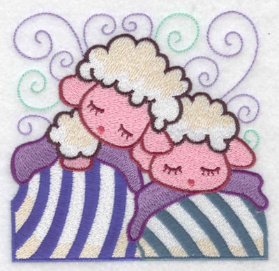 Embroidery Design: Two lambs sleeping large<br> 4.97w X 4.84h | Embroidery Legacy Embroidery Design: Two lambs sleeping large<br> 4.97w X 4.84h