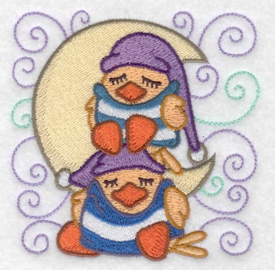 Embroidery Design: Stacked ducks sleeping small<br> 3.81w X 3.86h