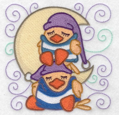 Embroidery Design: Stacked ducks sleeping small<br> 4.87w X 4.94h