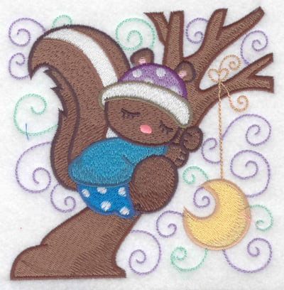 Embroidery Design: Squirrel sleeping in a tree large<br> 3.87w X 3.87h | Embroidery Legacy Embroidery Design: Squirrel sleeping in a tree large<br> 3.87w X 3.87h