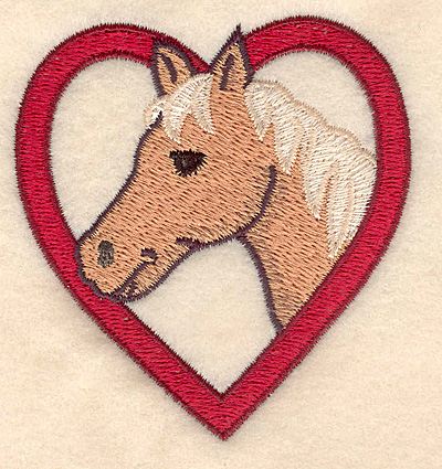Embroidery Design: Palimino head in heart<br> 2.96w X 3.14h