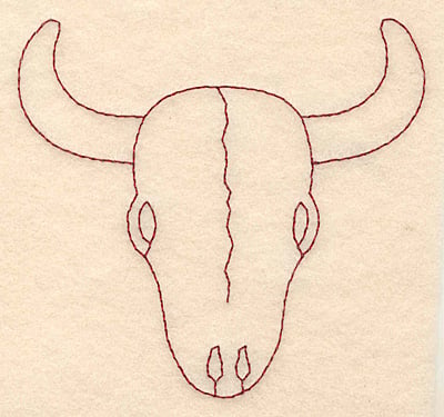 Embroidery Design: Redwork longhorn skull   <br> 3.88w X 3.65h