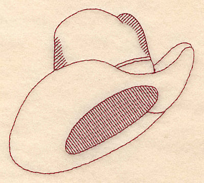 Embroidery Design: Redwork cowboy hat<br> 3.87w X 3.56h