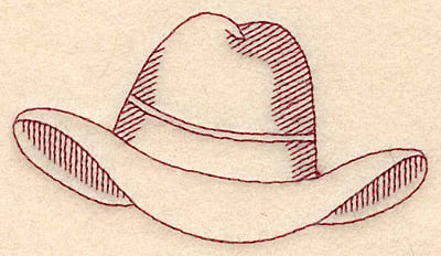 Embroidery Design: Redwork cowboy hat<br> 3.87w X 2.13h